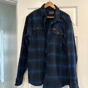 Orvis - 100% cotton, Blue and Black Plaid Button-Up Shirt